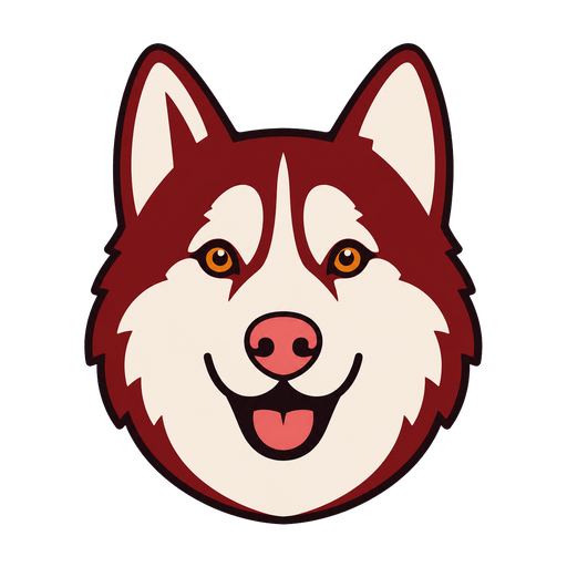 Stylized red husky facing forward